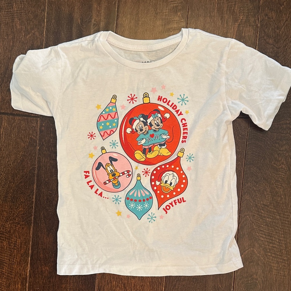 3/$15 Disney White Short-Sleeve Holiday Ornament Tee with Mickey & Friends